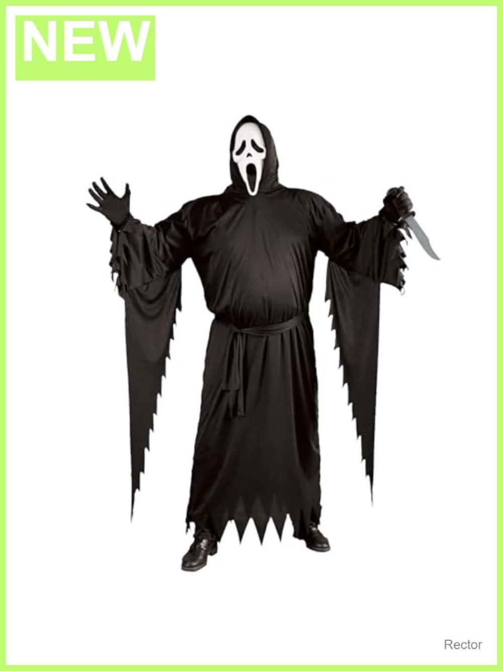 Plus Size Ghost Face Costume Robe & Mask Set Halloween Spooky